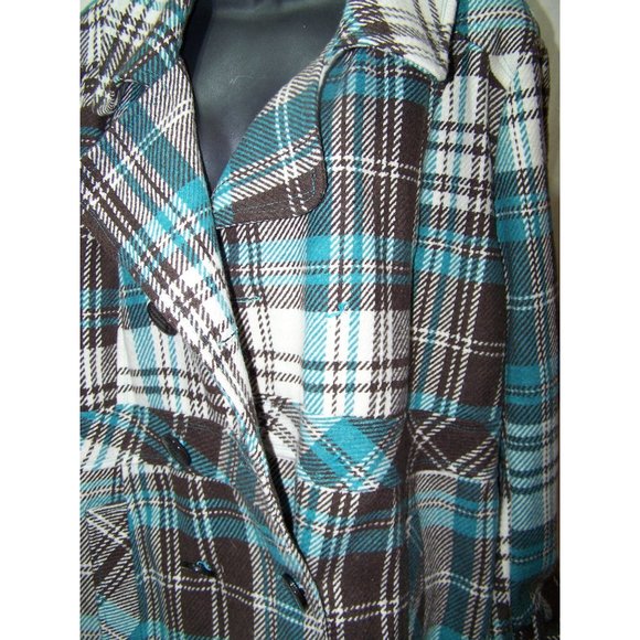 Deb Plaid Jacket Wool Short Blue Brown Plus 3X - Picture 3 of 10